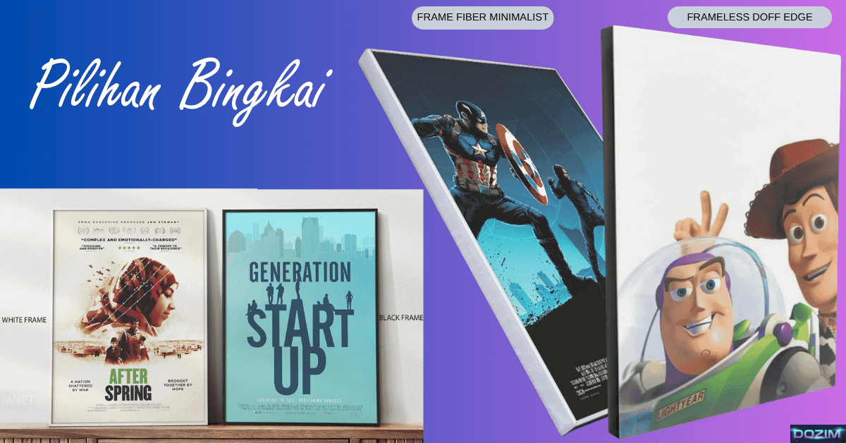 Pilihan Bingkai Dozim - Frame White, Frame Black, Frameless Black Doff Edge